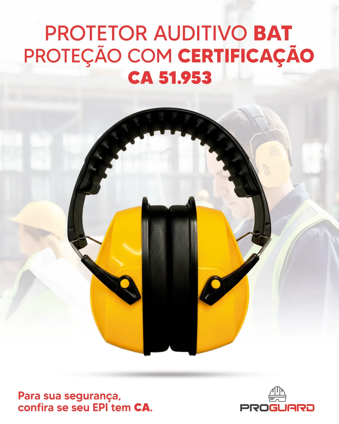 PROGUARD - Protetor Auditivo Tipo Concha 18dB BAT - Vista Frontal